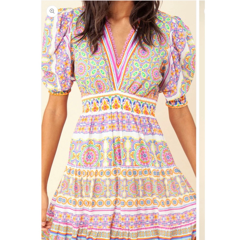 Hale Bob Jessamy Tiered Midi Dress Size Small